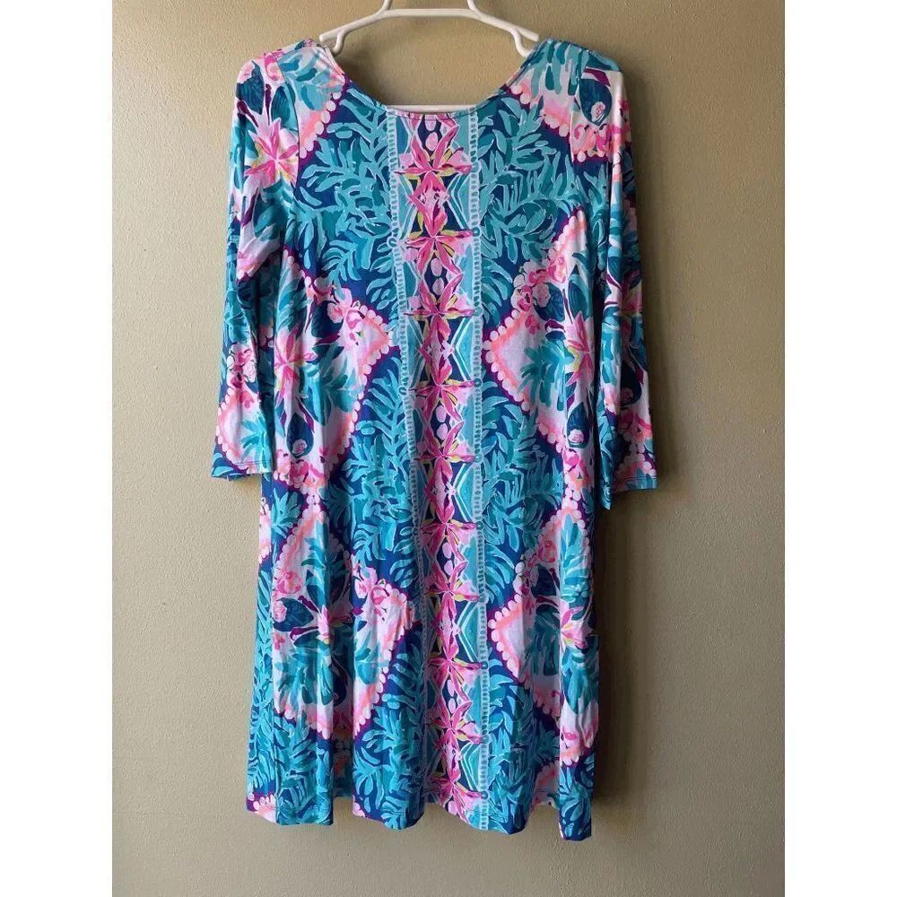 Lilly Pulitzer Seaside Aqua Coconut Cove Ophelia Dress Women's Size Small